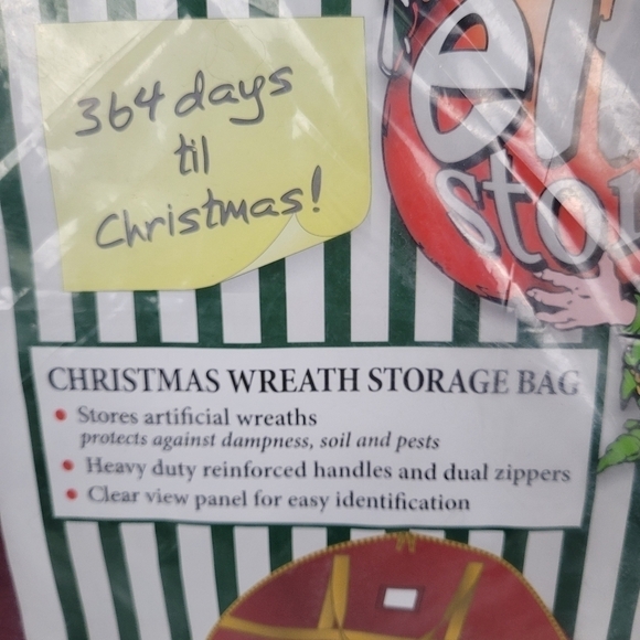 Elf Stor Ultimate Red Holiday Christmas Wreath Storage Bag For 30" Inch Wreaths - Picture 3 of 7